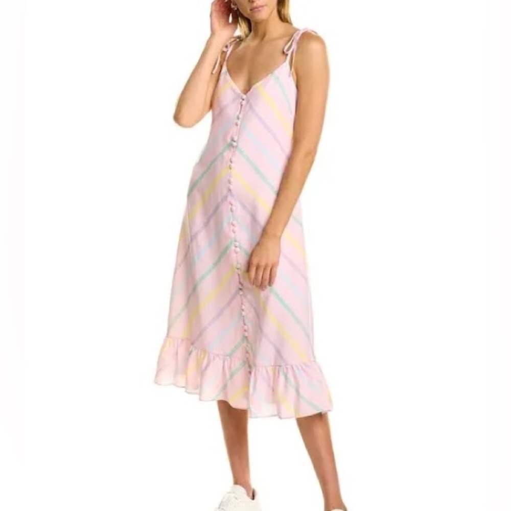 NWT Olivia Rubin Women's Pink Striped Midi Dress
